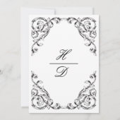 Klassiek Zwart & Wit Barok Bruiloft Kaart (Achterkant)