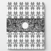 Klassiek zwart wit barokpatroon om aan te passen fotoplaat (Voorkant)