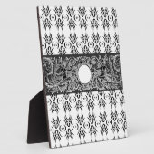 Klassiek zwart wit barokpatroon om aan te passen fotoplaat (Zijkant)