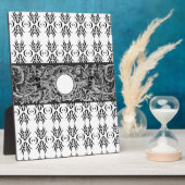 Klassiek zwart wit barokpatroon om aan te passen fotoplaat (Zijkant)