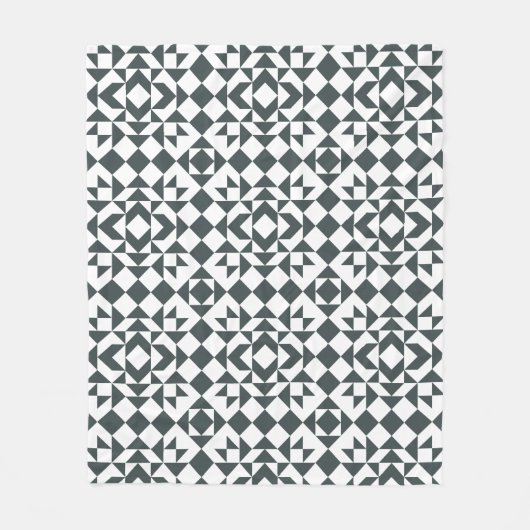 Klassiek zwart-wit blokpatroon fleece deken (Voorkant)