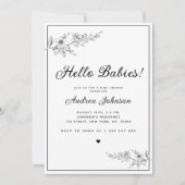 Klassiek zwart wit botanisch minimaal Baby shower Kaart (Voorkant)