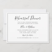 Klassiek zwart wit bruiloft repetitie diner kaart (Voorkant)