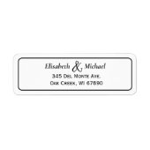 Klassiek zwart-wit bruiloft retour adres etiket (Voorkant)