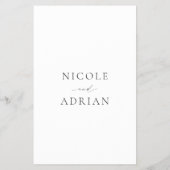 Klassiek zwart-wit budget huwelijksmenu flyer (Achterkant)