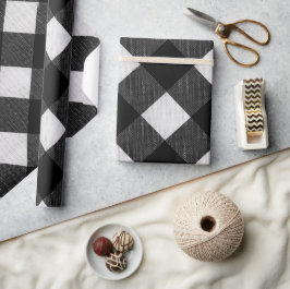 Klassiek zwart wit Buffalo sneeuw geruit patroon Cadeaupapier