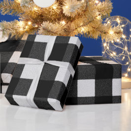 Klassiek zwart wit Buffalo sneeuw geruit patroon Cadeaupapier