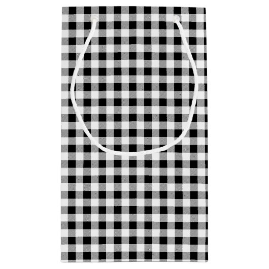 Klassiek zwart wit buffel check patroon klein cadeauzakje (Achterkant)