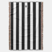 Klassiek zwart & wit cabana streep monogram deken (Voorkant Verticaal)