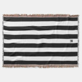 Klassiek zwart & wit cabana streep monogram deken (Voorkant)