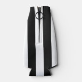 Klassiek zwart & wit cabana streep monogram flesjeskoeler (Achterkant)