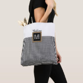 Klassiek zwart-wit Check Gingham Plays Monogram Tote Bag (Dichtbij)