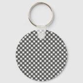 Klassiek zwart-wit diagonale gingham ruit sleutelhanger (Achterkant)