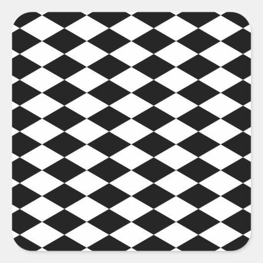 Klassiek zwart-wit diamantpatroon vierkante sticker (Voorkant)