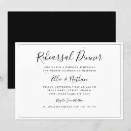 Klassiek zwart-wit diner voor de huwelijksrepetiti kaart