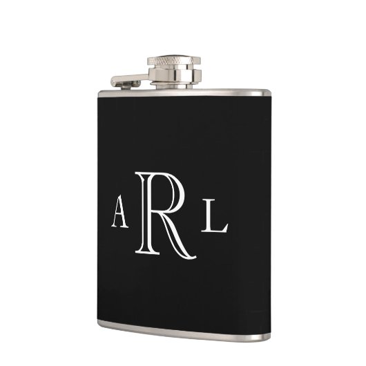 Klassiek zwart-wit drie-Letter-monogram Heupfles (Links)