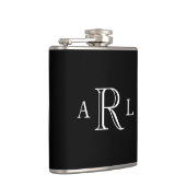 Klassiek zwart-wit drie-Letter-monogram Heupfles (Rechts)