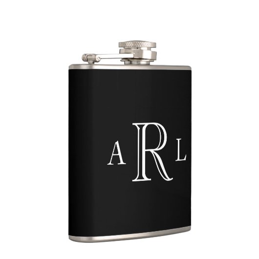 Klassiek zwart-wit drie-Letter-monogram Heupfles (Rechts)