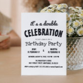 Klassiek zwart-wit dubbel verjaardagsfeest kaart