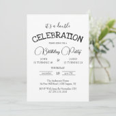 Klassiek zwart-wit dubbel verjaardagsfeest kaart (Staand voorkant)