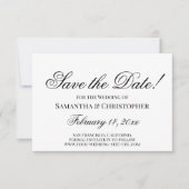 Klassiek Zwart & Wit Eenvoudig Elegant Trouwen Save The Date (Voorkant)