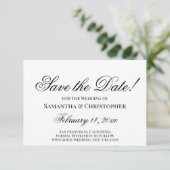 Klassiek Zwart & Wit Eenvoudig Elegant Trouwen Save The Date (Staand voorkant)