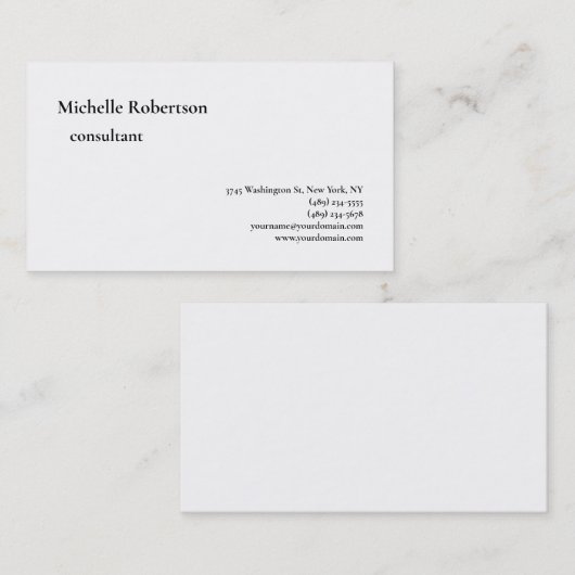 Klassiek zwart wit eenvoudig minimalistisch zakeli visitekaartje (Voorkant / Achterkant)