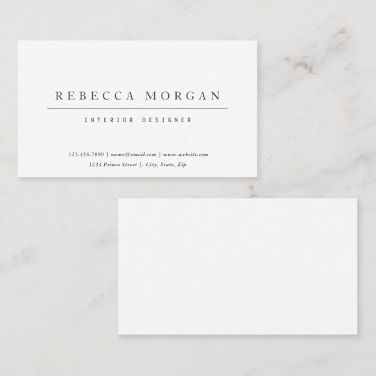 Klassiek zwart-wit eenvoudig visitekaartje (Voorkant / Achterkant)