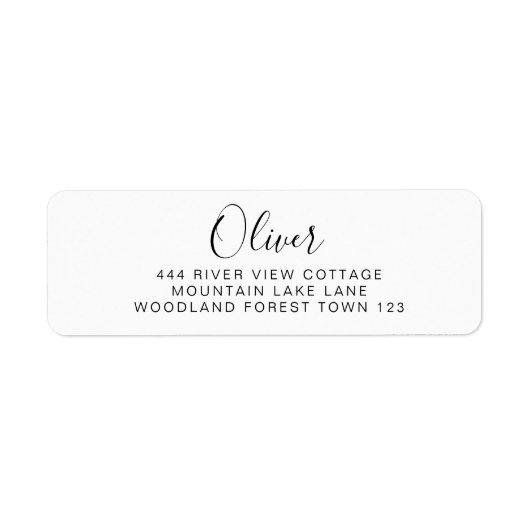 Klassiek Zwart Wit Elegant Eenvoudig Etiket (Voorkant)
