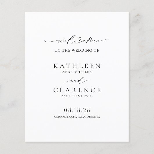 Klassiek zwart-wit elegant huwelijksprogramma (Voorkant)