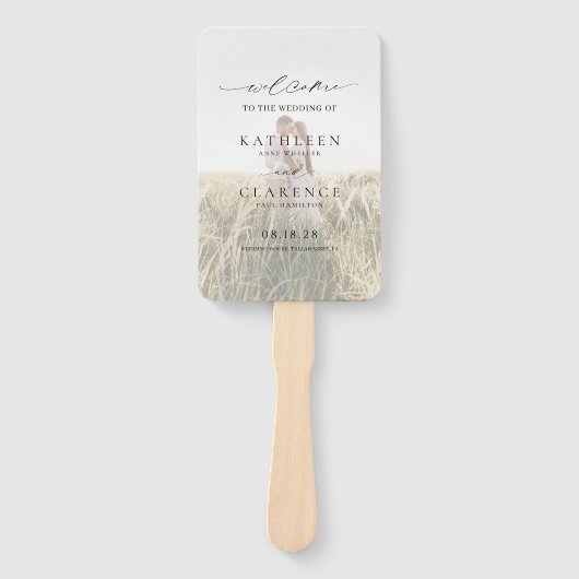 Klassiek zwart-wit elegant huwelijksprogramma handwaaier (Voorkant)