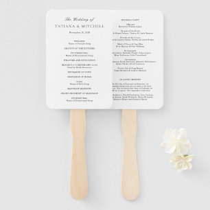 Klassiek zwart-wit elegant huwelijksprogramma handwaaier