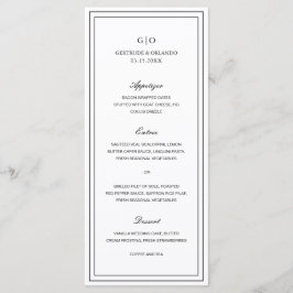 Klassiek zwart-wit elegante bruiloft menu