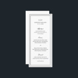 Klassiek zwart-wit elegante bruiloft menu<br><div class="desc">Klassieke zwart-wit bruiloftmenu met een eenvoudig en minimaal ontwerp met uw monogram,  namen en trouwdatum bovenaan,  samen met uw menu omgeven door een dubbele rand. De lettertypen wisselen af tussen een elegant script,  een traditioneel serif- en minimaal sans-serif-lettertype. Dit menu is ideaal voor een formele bruiloft.</div>