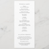 Klassiek zwart-wit elegante bruiloft programmakaart (Achterkant)