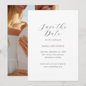 Klassiek zwart-wit elegante bruiloft save the date (Voorkant / Achterkant)