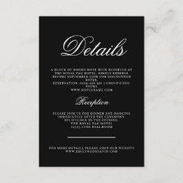 Klassiek zwart-wit Elegantie Calligrafisch Informatiekaartje