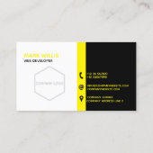 Klassiek zwart wit en geel Visitekaartje (Achterkant)