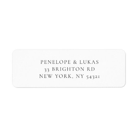 Klassiek zwart-wit etiket met retouradres (Voorkant)