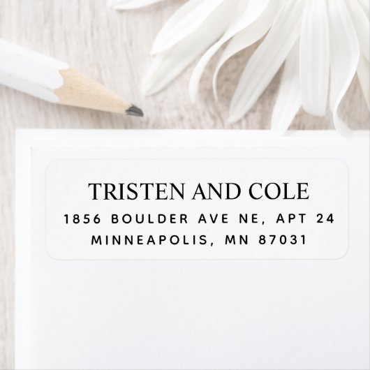 Klassiek zwart-wit etiket met retouradres (Insitu)