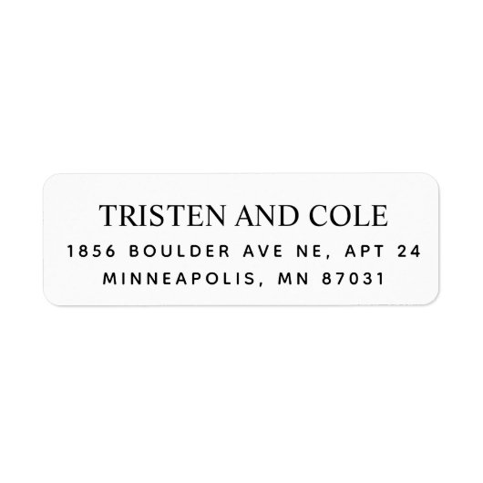 Klassiek zwart-wit etiket met retouradres (Voorkant)