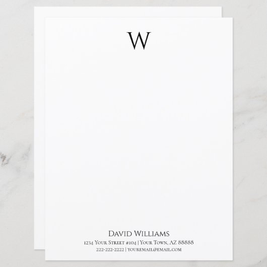 Klassiek zwart-wit, gepersonaliseerd Briefpapier (Voorkant / Achterkant)