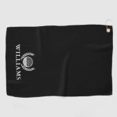 Klassiek zwart-wit gepersonaliseerd naammonogram golfhanddoek (Horizontaal)