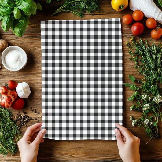 Klassiek zwart-wit geplakt patroon theedoek