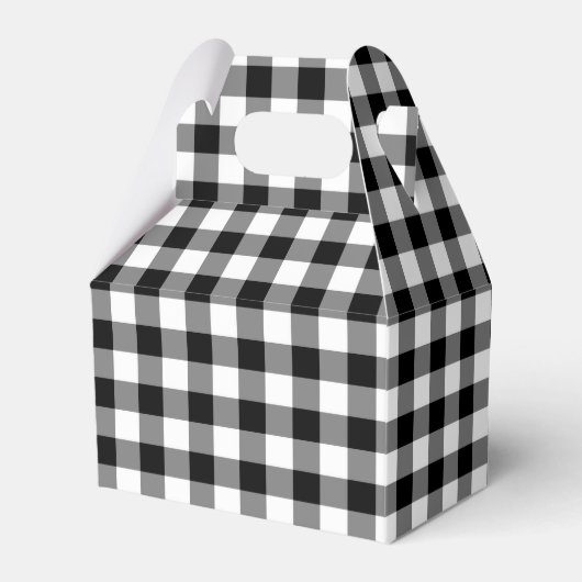 Klassiek zwart-wit geruit gingham bedankdoosjes (Voorkant Zijde)