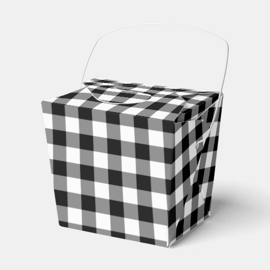 Klassiek zwart-wit geruit patroon bedankdoosjes (Voorkant Zijde)