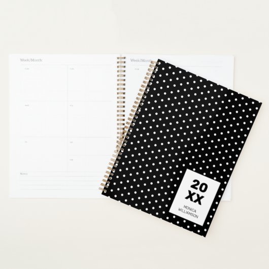 Klassiek zwart-wit gestippeld gepersonaliseerd planner (Display)
