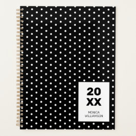 Klassiek zwart-wit gestippeld gepersonaliseerd planner