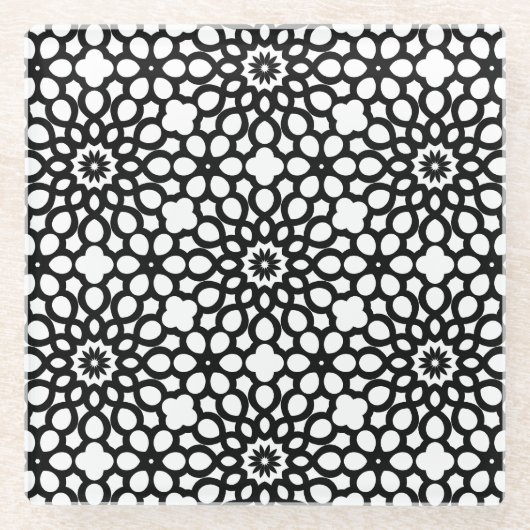 Klassiek zwart-wit glazen onderzetter (Voorkant)