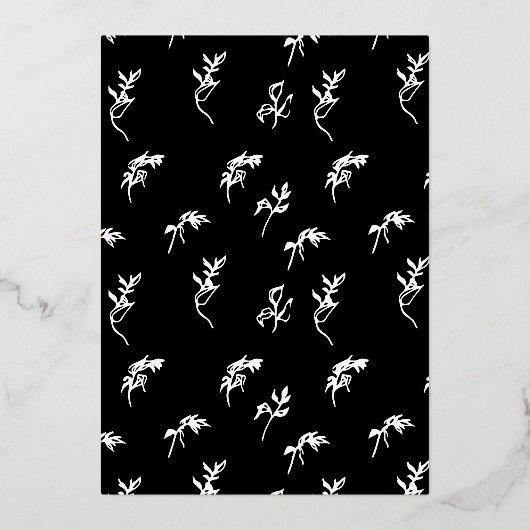 Klassiek zwart wit goud monogram kuif bruiloft folie uitnodiging (Achterkant)